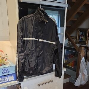 Prada Authentic Men's Black Windbreaker Jacket with Reflective Stripe Large